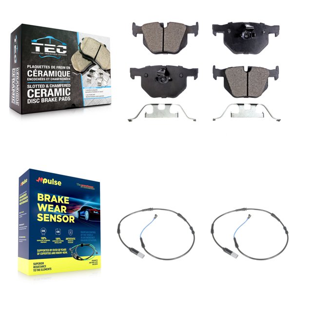 TEC Rear Ceramic Disc Brake Pads and Wear Sensors Kit for Car 2010 BMW 528i 3.0L KTW-101320