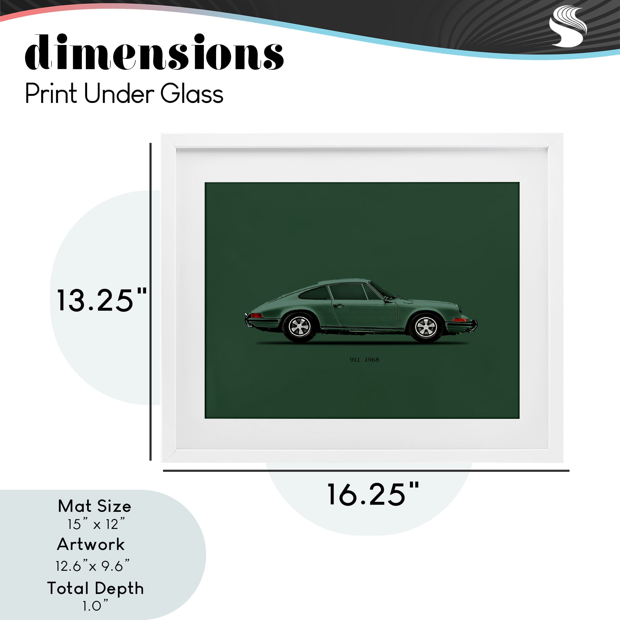 Stupell Industries Green Toned Classic Car White Framed Print Under Glass, design by Mark Rogan