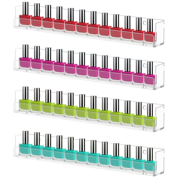 Estante de pared para esmaltes de uñas Cerpourt, acrílico transparente, paquete de 4