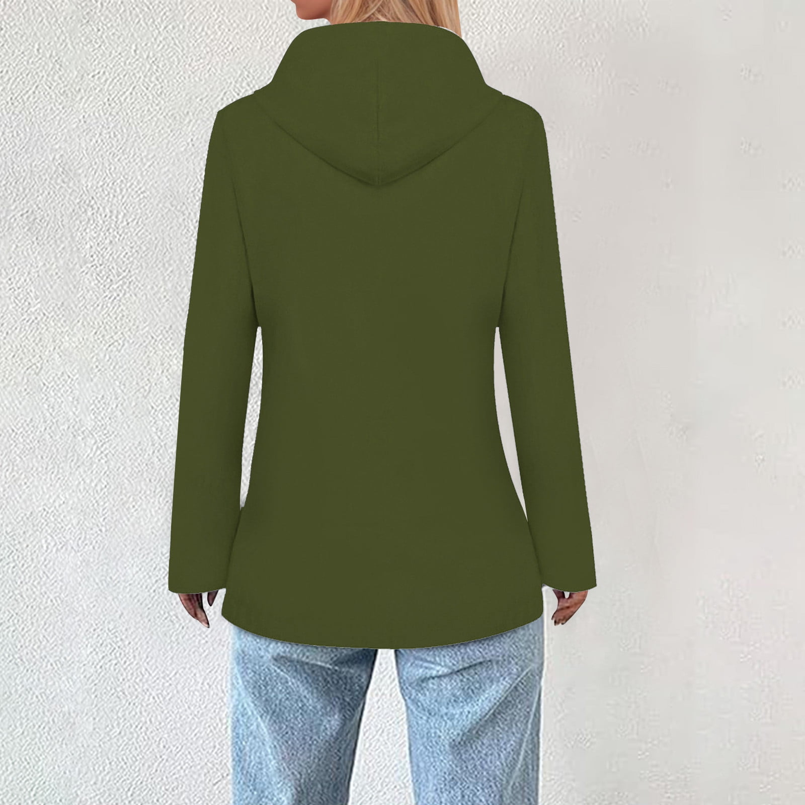 FAVIPT Fleece Lined Raincoat Fleece Lined Raincoat for Women Waterproof with Hood Plus Size Solid Color Lightweight Outdoor Windbreaker Jacket Outerwear Army Green,L