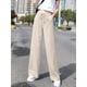 thumbnail image 2 of Pantalones de cordón sólido minimalista, pantalones de pierna ancha de cintura elástica de longitud larga casual, ropa de mujer, 2 of 4