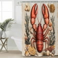 thumbnail image 2 of Extra Long Shower Curtain 72x96 Inch, Coastal Lobster Shower Curtain Waterproof Bathroom Decor Beach Coral Shell Nautical Retro Fabric Bath Curtain Set Accessories with Hooks, 2 of 6