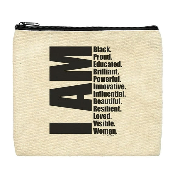 ThisWear Civil Rights Movement Makeup Bag I Am Black Proud Educated Brilliant Powerful Woman Makeup Bag