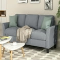 thumbnail image 2 of Cfowner 3-Seat Sofa, Modern Linen Fabric Sofa with Sturdy Wooden Legs, Rolled Arm Microfiber Sofa for Bedroom Living Room, Gray, 2 of 7