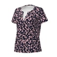 thumbnail image 2 of Goofa Flower Pattern Womens Deep V Neck Low Cut Tops Casual Summer Short Sleeve Ribbed Knit T-Shirts-XX-Large, 2 of 5