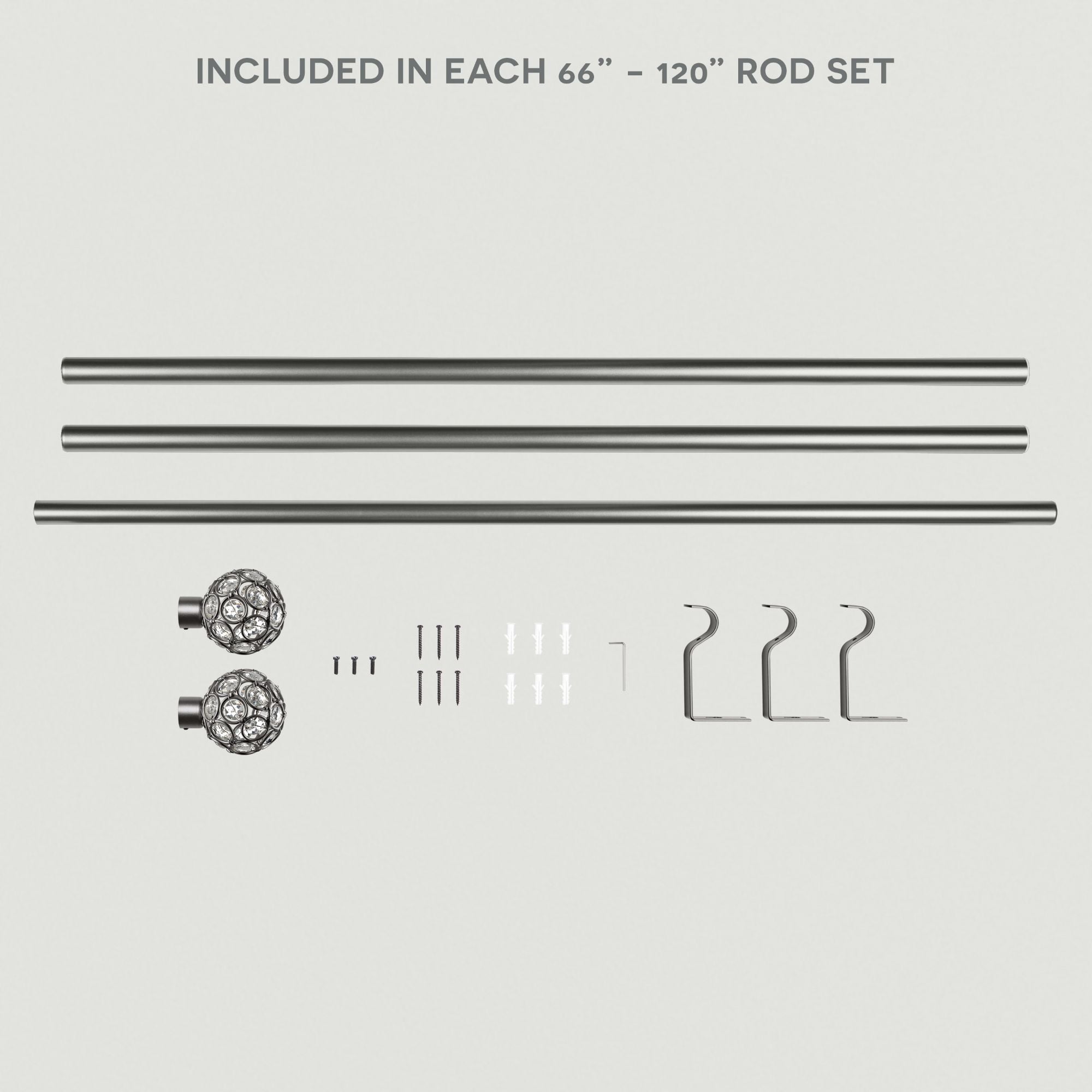 Exclusive Home Contemporary, Modern Matte Ball Adjustable Set, 66 in - 120 in