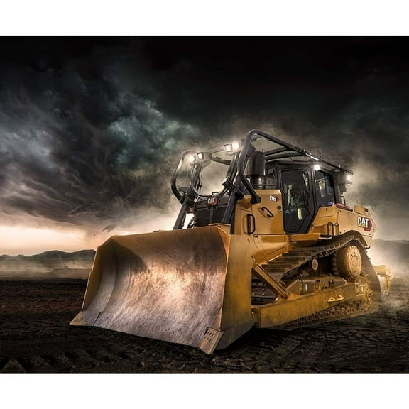 36" X 44" Panel Dozer Bulldozers Construction Dirt Clouds Machines Officially Licensed by Riley Blake Cotton Fabric Panel (P10991)