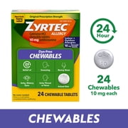 Zyrtec 24 Hour Allergy Relief Chewables, 10 mg Cetirizine HCl, 24 Count