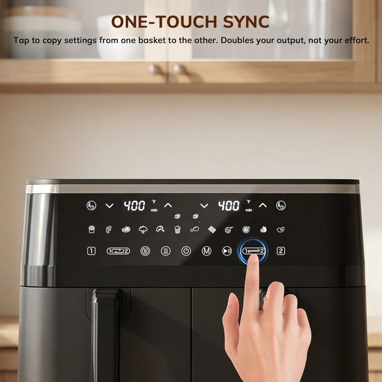 NICWIN 10QT Dual Basket Air Fryer with LED photo 6