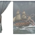 thumbnail image 3 of Coolnut Dangerous Ship Sheer Gauze Door Curtain Window Curtain Drapes for Living Room Kids Bedroom Window Treatment Decor W55 x L84 In 2 Panels, 3 of 4