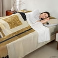 thumbnail image 4 of Castle Fairy Mid Century Gold Square Relief King Sheets 4pcs,Abstract Textured Brush Splash Bedding,Black Cream,1 Flat Sheet, 1 Fitted Sheet and 2 Pillowcases, 4 of 7