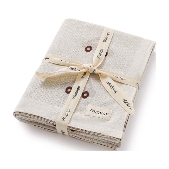 YIXPOH Cotton Knit Newborn Swaddle Receiving Blanket, Light Soft Stroller Baby Blanket White