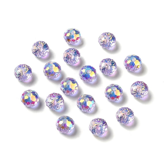 Glass K9 Glass Imitation Austrian Crystal Beads Faceted Rondelle Orchid 8x6mm Hole: 1mm