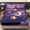 thumbnail image 4 of Xoenoiee Moon Star Cloud Print Fitted Sheet Set, 3-Piece Bedding Set with Deep Pocket - Soft & Breathable Microfiber Sheet Set Includes 1 Fitted Sheet and 2 Pillowcases, King Size, 4 of 7