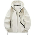 thumbnail image 1 of MIASHUI Automne Hiver Veste Polaire Extérieure Chaude Coupe-Vent à Capuche Chandail en Molleton Veste Homme Blanc,TTG, 1 of 4