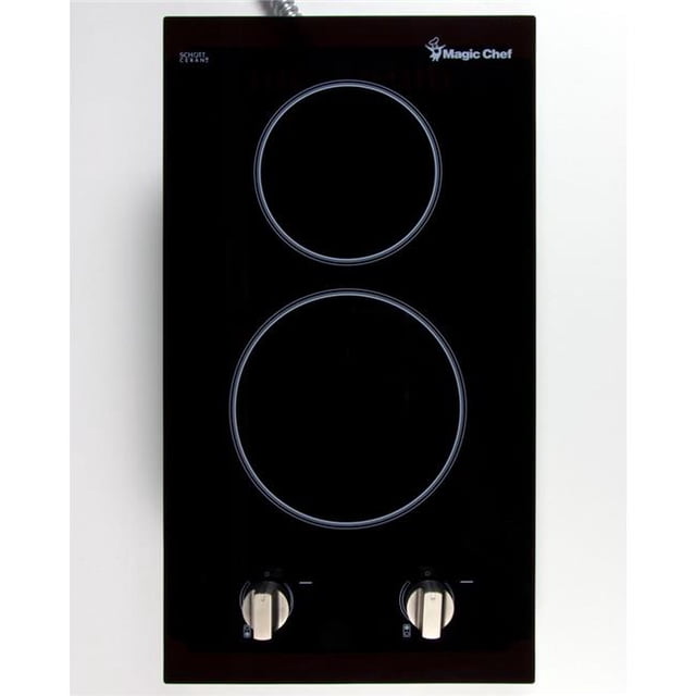 12 in. Radiant Electric Ceramic Glass Cooktop with 2 Elements, Black