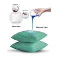 thumbnail image 5 of Outdoor Pillows Waterproof, Teal Solid Color Bedding Throw Pillows with Insert for Couch Sofa Bed, Minimalist Vintage Linen Texture Modern 16x16 Inch Pillowcases Decorative Patio Pillow Set of 2, 5 of 6