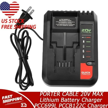 Quick Charger Compatible with PORTER CABLE 20V MAX Lithium Battery Charger PCC699L PCCB122C