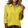 thumbnail image 2 of longantii Womens Polo Shirts for Work Golf Collared Button Vintage 3/4 Sleeve Tops Lightweight Work Polo Shirt for School Womens Teacher Blouses, 2 of 5