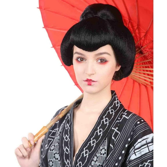 HPO Adult Woman's Straight Black Colour Costume Wig, Perfect for Cosplay and Halloween Wig