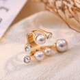 thumbnail image 5 of ievspot Women Ring Exaggerted Faux Pearl Rhinestone Opening Electroplated Prom Party Index Finger Ring Irregular Lady Jewelry, 5 of 8