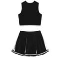 thumbnail image 5 of TiaoBug Girls Cheerleading Dance Outfits Sleeveless Striped V Neck Crop Top Pleated Skirt Set 4-14 Black 10, 5 of 5
