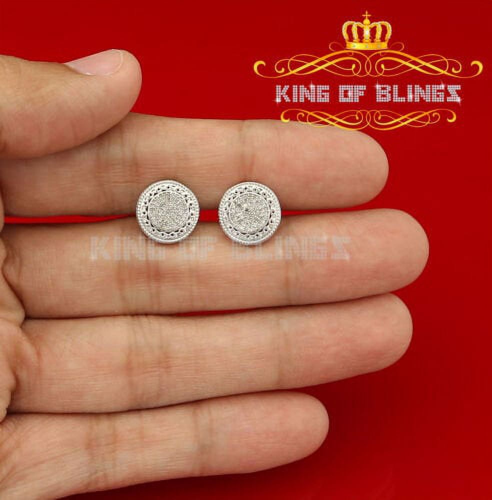 King of Bling's 925 Sterling Silver White Hip Hop 0.33ct Diamond Men's/ Women's Stud Earrings