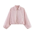 thumbnail image 2 of Vmvidoty Womens Polka Dot Cropped Jacket Zip Up 2026 Trendy Casual Fashion Jacket Coat with Pockets Pink S, 2 of 6