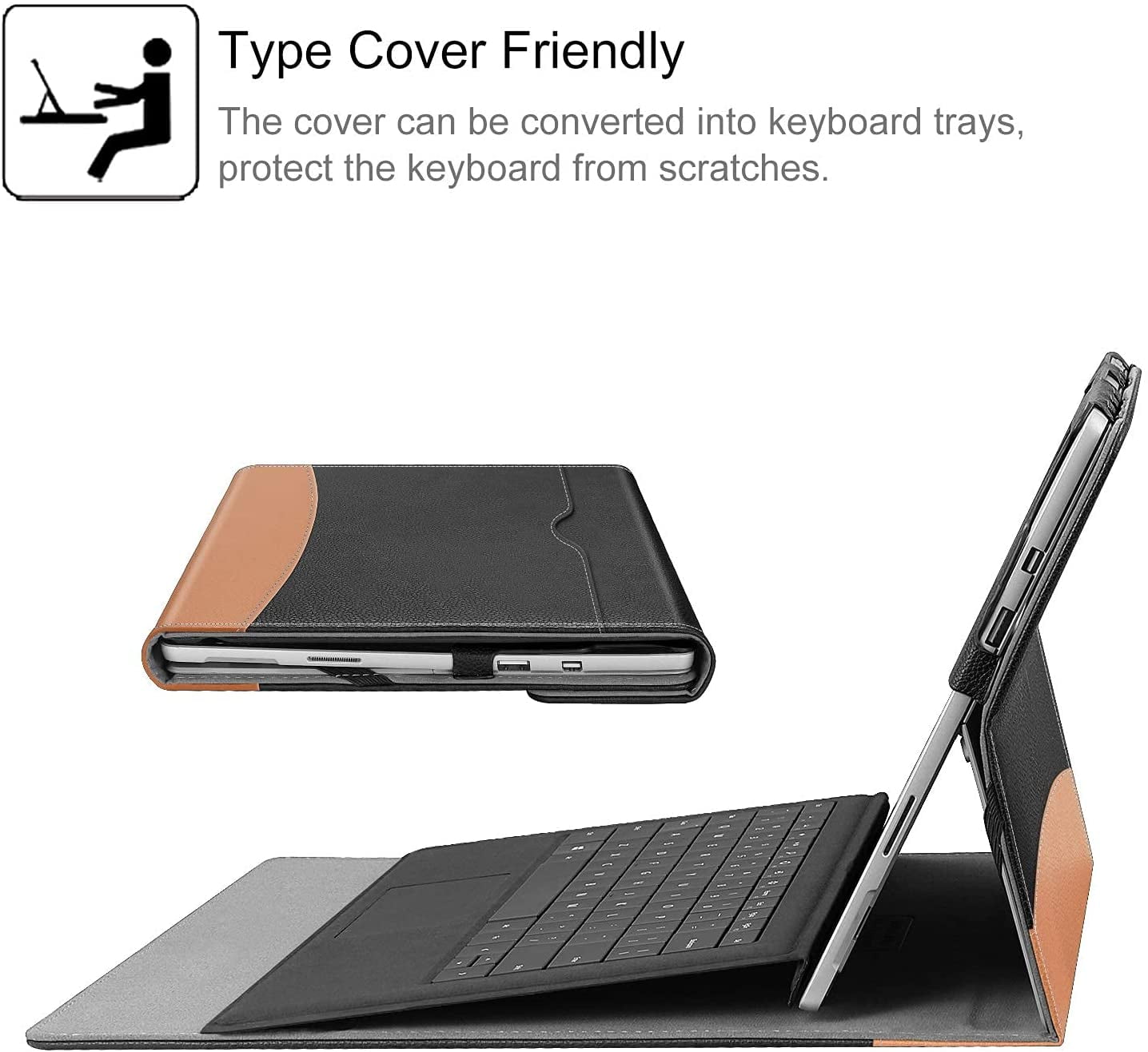 Surface Pro 6 Pro 4 Ice Blue Compatible with Type Cover Keyboard Portfolio Business Cover with Pocket Pro 5 Fintie Case for 12.3 Inch Microsoft Surface Pro 7 Plus Surface Pro 7 Pro 3