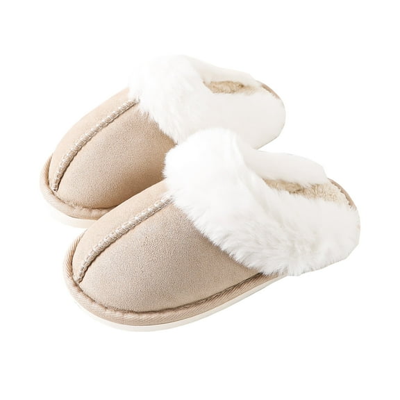 Women's Slippers Winter Slippers Women's Warm House Slippers Bedroom Fuzzy Slipper Indoor Shoes Size 5.5-9 Khaki