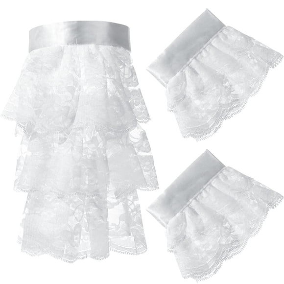 Accesorios de disfraz Conjunto de jabot y puños de encaje victoriano Riyiper