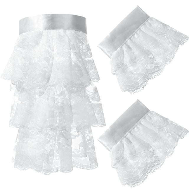 Accesorios de disfraz Conjunto de jabot y puños de encaje victoriano Riyiper
