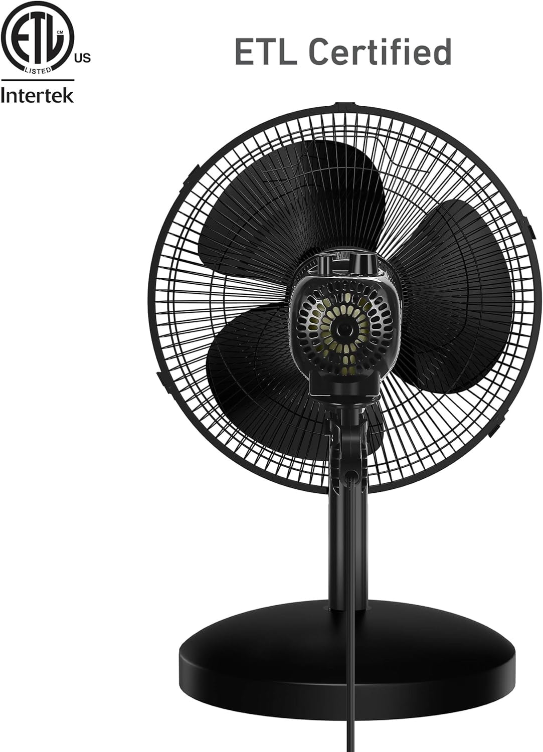 12" Table Fan with 75° Oscillation, 3 Speeds, 15° Adjustable  Tilt, Quiet Operation, Ideal for Home or Office