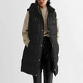 thumbnail image 2 of HAiming Women's Long Puffer Vest Oversized Solid Sleeveless Zipper Quilted Jacket Plus Size Casual Hooded Outerwear, 2 of 4