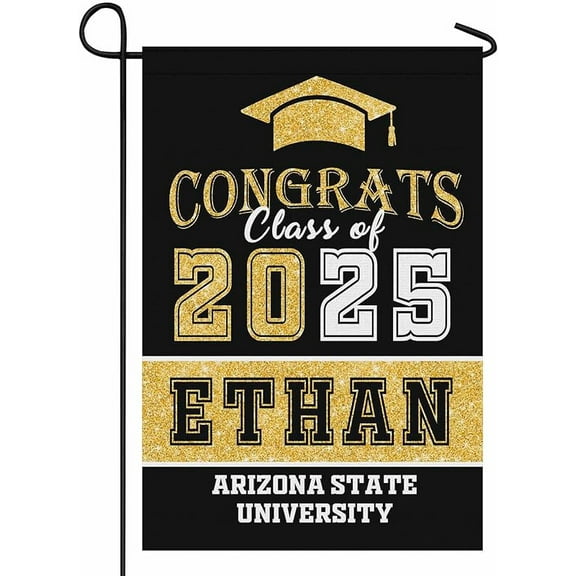 Graduation Decorations Class of 2025 Personalized Garden Flag Custom Banner for Graduates Outdoor Party Yard Sign Flags Decorations, 12"*18"