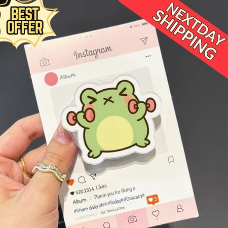 Frog with Dumbbells Magnetic Phone Grip – Cute Frog Lifting Weights, Fun Phone Holder for Fitness Lovers, Gift for Teens & Animal Fans