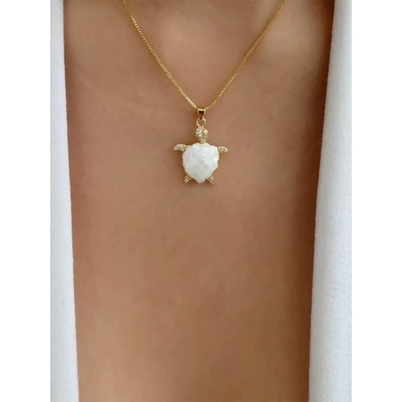 QQTDFG Rhinestone Decor Turtle Pendant Necklace Jewelry for Women Gift for Her Necklace-default