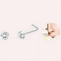 L Shape Nose Stud 3mm Round Zirconia Stainless Steel Hypoallergenic Nose Ring Piercing Jewelry Single Unit