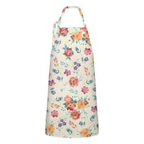 Pioneer Flower Floral Print Pattern Apron-Garden Aprons for Women with Pockets-Cotton Linen Waterproof Kitchen Cooking Gardening Aprons Adjustable for Kitchen,Cooking,BBQ and Salon 33x27 Inch