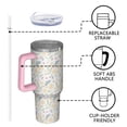 thumbnail image 4 of Floral 40oz Tumbler– Stainless Steel Insulated Tumbler with Handle and Straw, Large Capacity Travel Cup for Hot & Cold Drinks,Thanksgiving,Christmas, Spring,Flower, 4 of 6