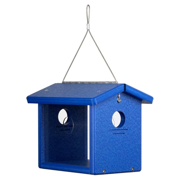 Recycled Bluebird Mealworm Feeder Hang or Mount (Blue, Blue)