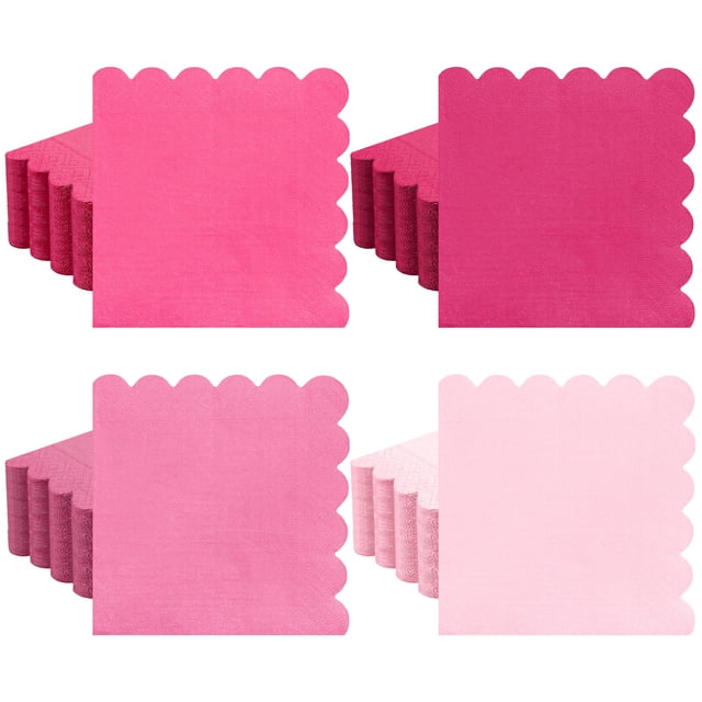 Servilletas de cóctel Zhanmai con forma de bebida festoneada, 12,5 x 12,5 cm, paquete de 100