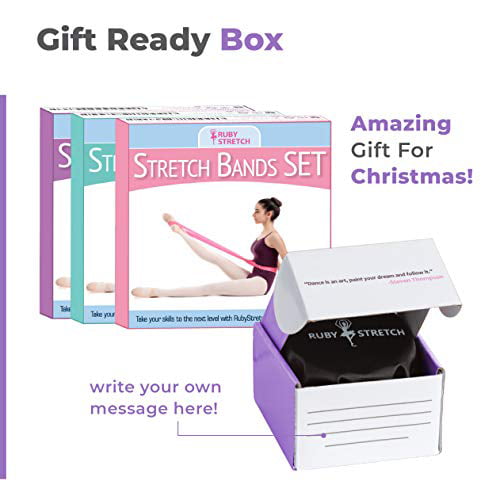 Stretch Bands for Dance and Ballet with Gift Box – Resistance Bands Set for Dancers Gymnasts and Cheers – Improve Flexibility Strength and Split Ballerinas 
