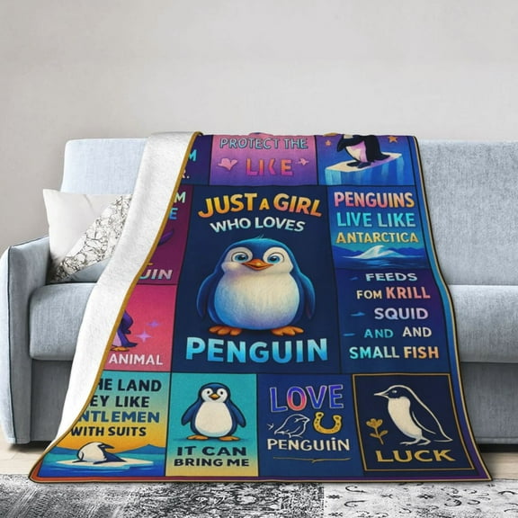 Penguin Blanket Gifts for Women Girls, Ultra Soft Flannel Penguin Throw Blanket, Penguins Decor, Gifts for Penguins Lovers 50x40