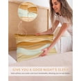 thumbnail image 5 of Yellow Brown Pillow Cases Standard Size Set of 2, Smooth Satin Pillowcase for Hair and Skin, Gradient Wave Stripes Modern Geometric Decorative Cooling Bed Pillow Covers with Zipper, 20x26 Inches, 5 of 5