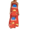 thumbnail image 2 of Musuos Women Casual Tube Dress, Strapless Backless Fruit Print Swing Dress Summer Loose Long Dress, 2 of 8