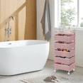 thumbnail image 7 of 6 Tier Metal Utility Cart Rotating Shelf Household Organization Rack Pink, 7 of 7