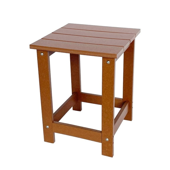 Shine Company Adirondack Indoor/Outdoor Square Resin End Table in Brown