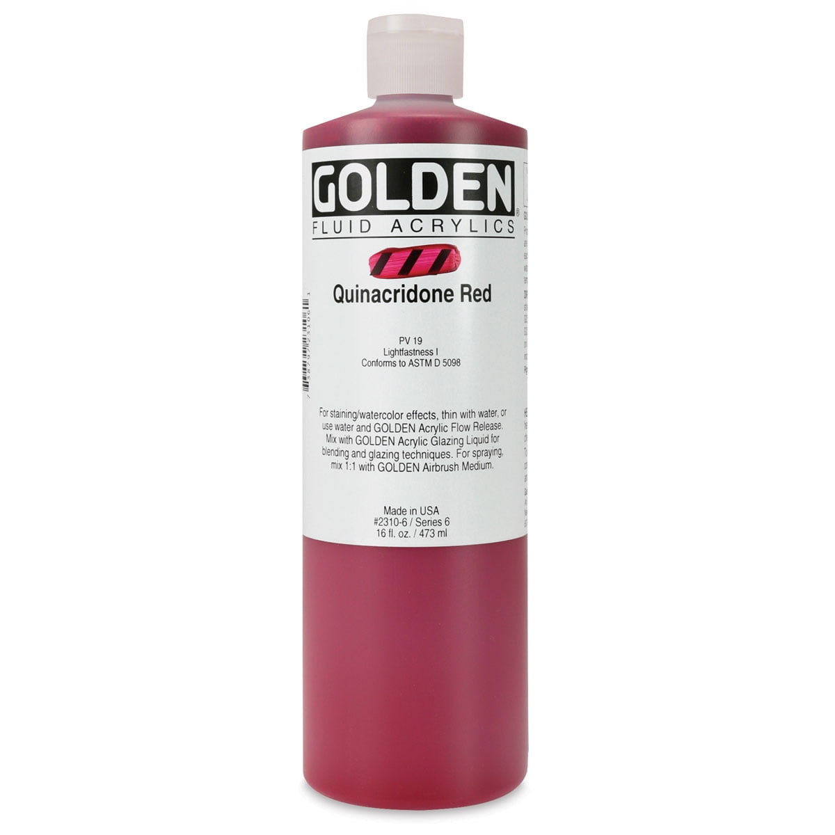 Golden� Fluid Acrylic, 16 oz., Quinacridone Red