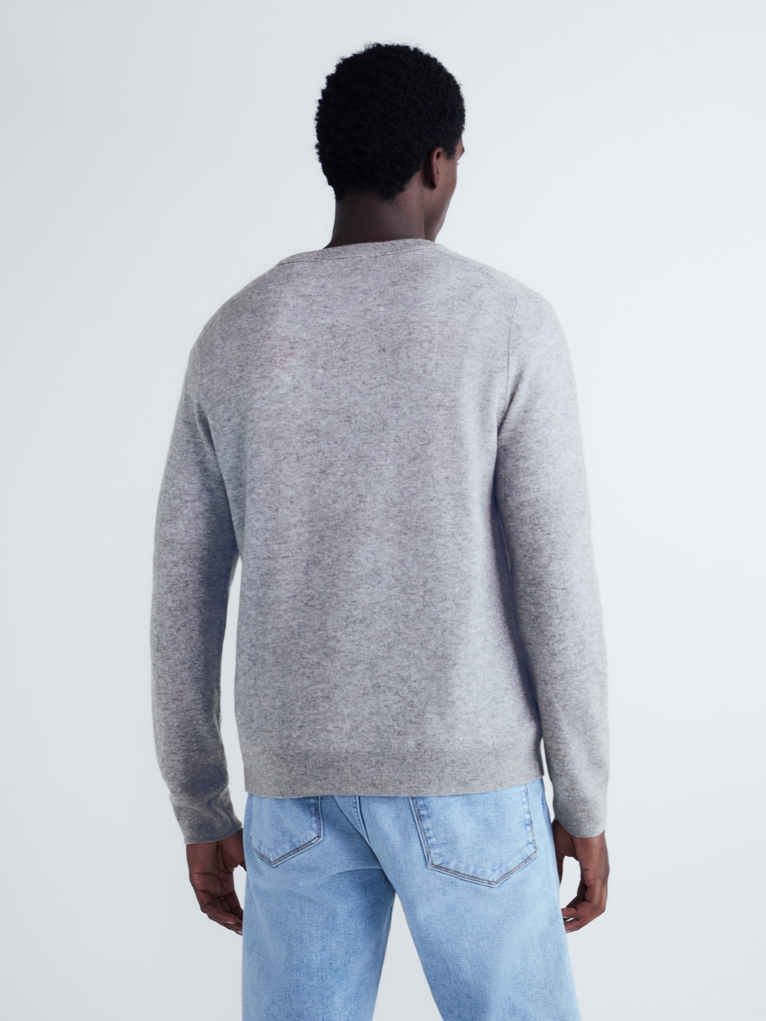 Free Assembly Men’s Cashmere Crewneck Sweater with Long Sleeves, Midweight, Sizes XS-2XL